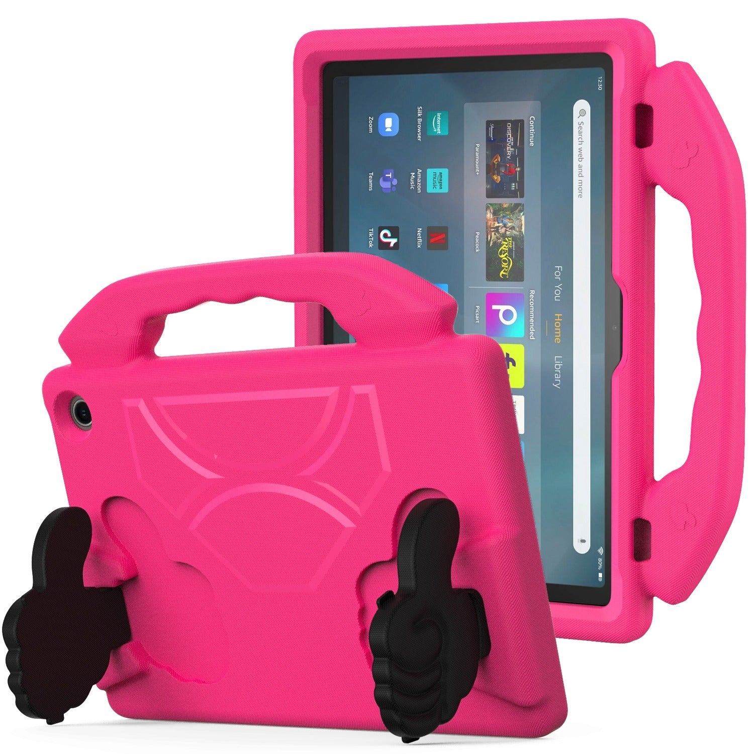 For Amazon Fire Max 11 2023 13th Gen Kids Case Shockproof Cover With Stand - Pink-www.firsthelptech.ie