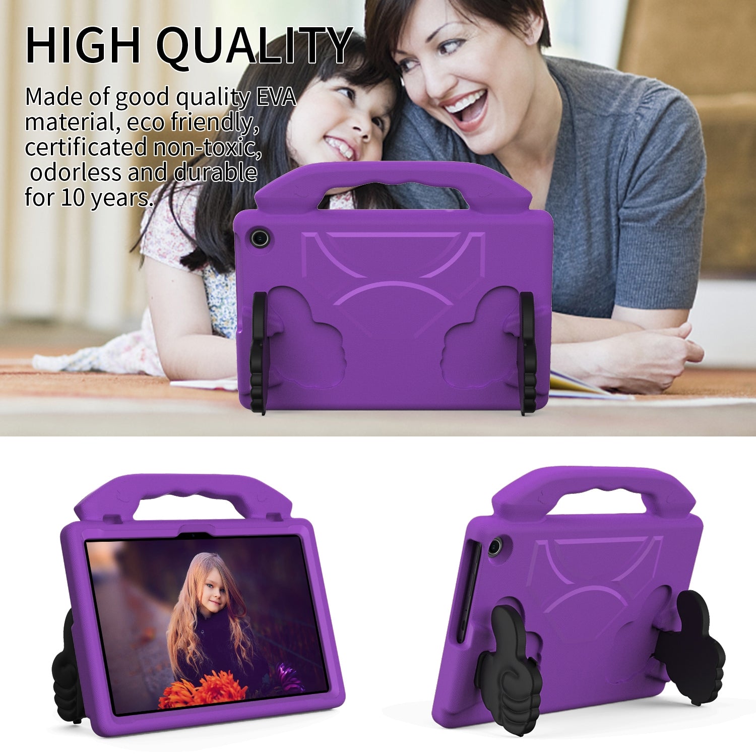 For Amazon Fire Max 11 2023 13th Gen Kids Case Shockproof Cover With Stand - Purple-www.firsthelptech.ie