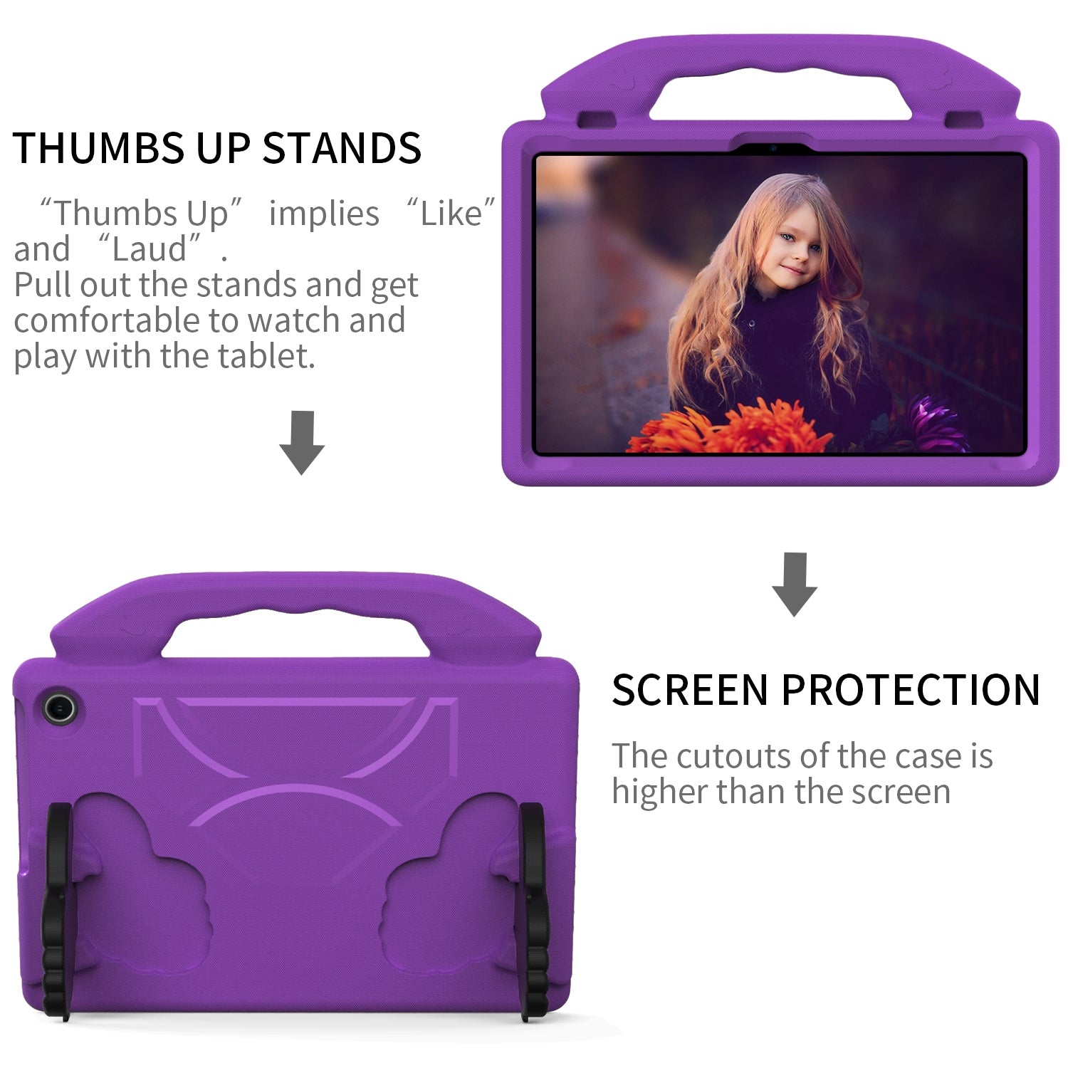 For Amazon Fire Max 11 2023 13th Gen Kids Case Shockproof Cover With Stand - Purple-www.firsthelptech.ie