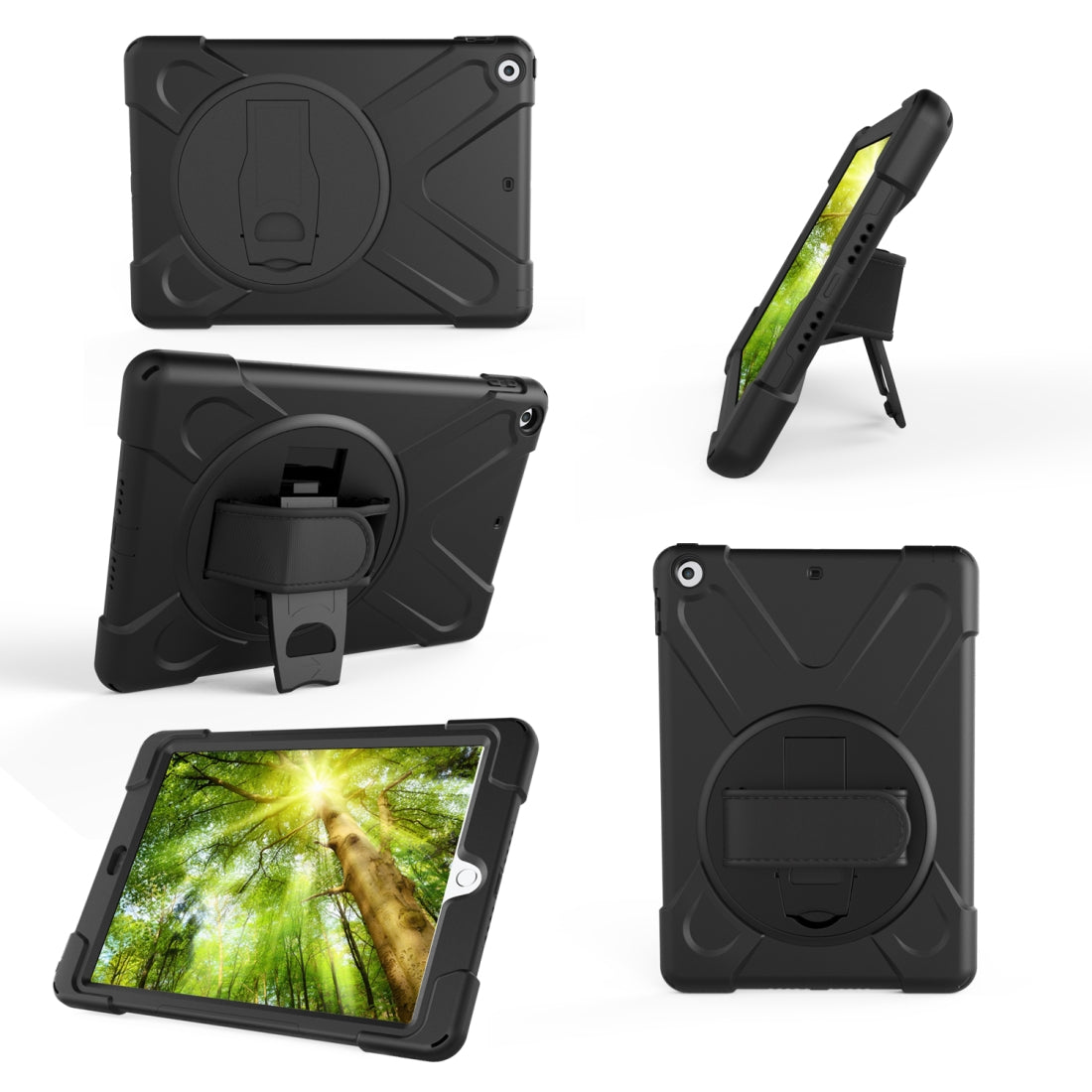 For Samsung Galaxy Tab S6 360 Degree Rotation PC + Silicone Protective Case with Holder & Hand-strap Light Green