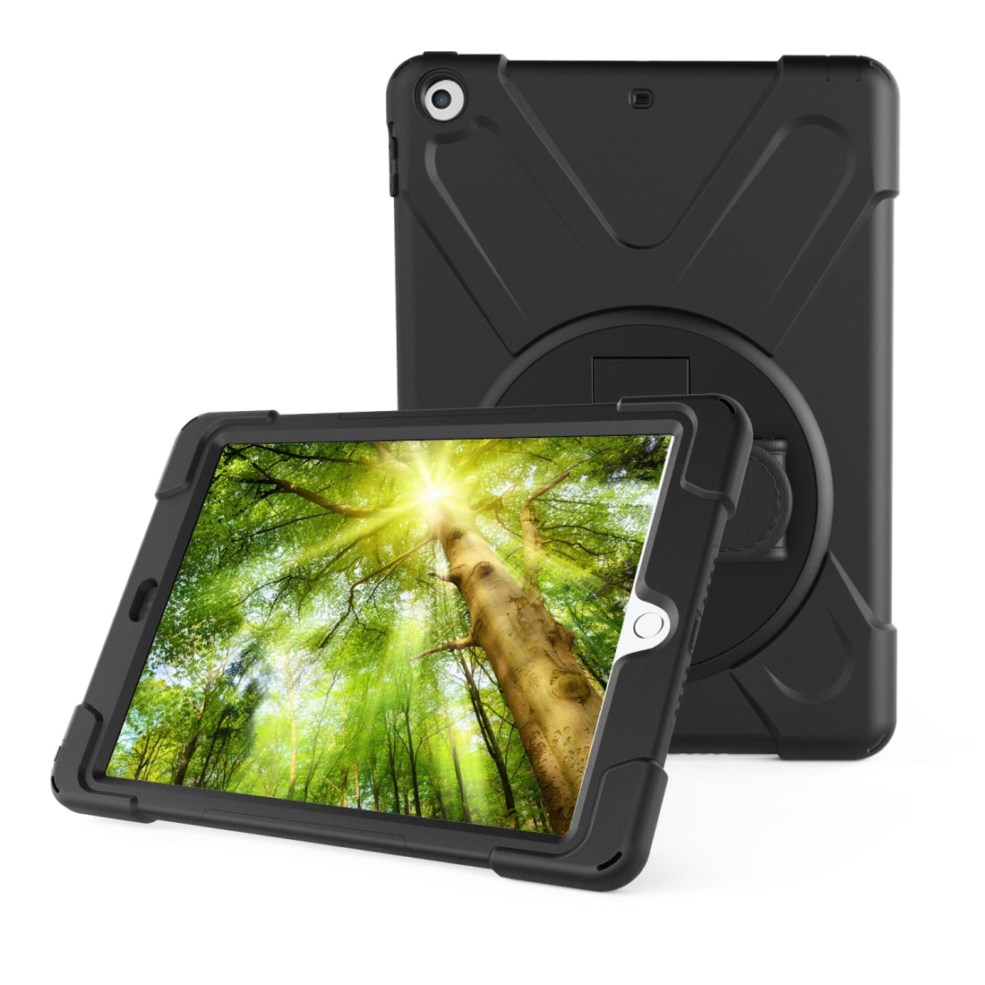 For Samsung Galaxy Tab S6 360 Degree Rotation PC + Silicone Protective Case with Holder & Hand-strap Light Green