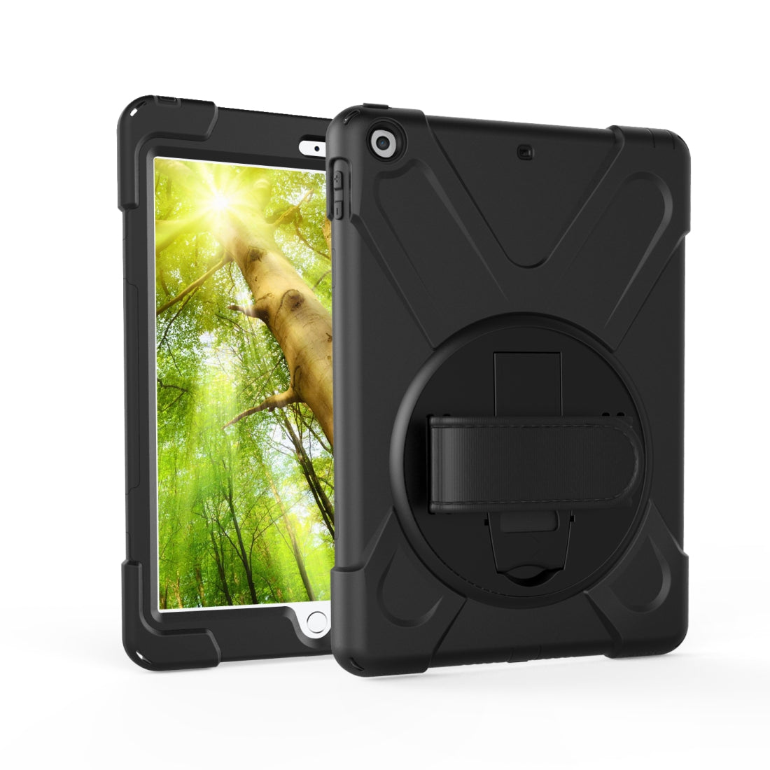 For Samsung Galaxy Tab S6 360 Degree Rotation PC + Silicone Protective Case with Holder & Hand-strap Light Green
