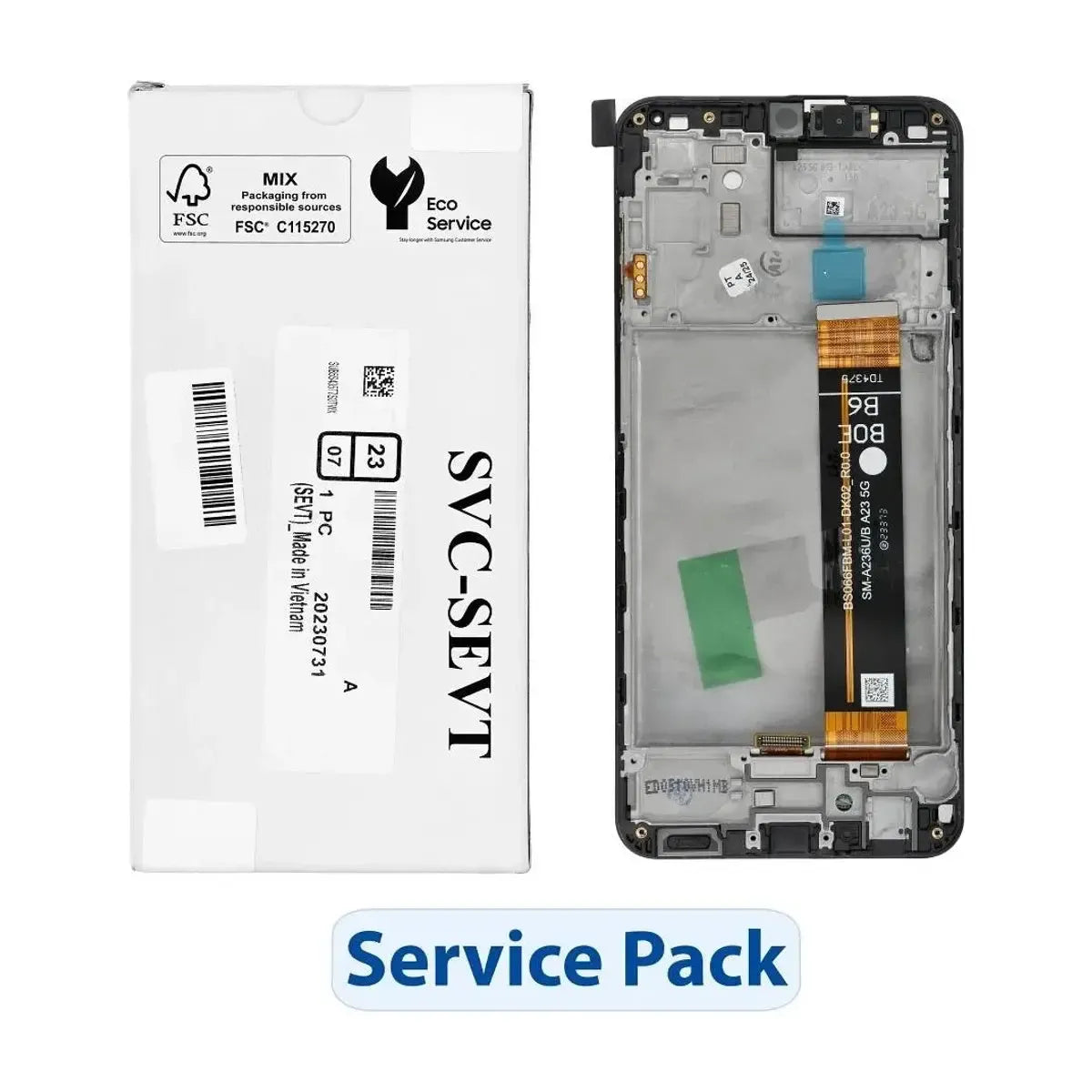 Samsung Galaxy A23 5G SM-A236 Display Screen Replacement Assembly with Frame Black | Original Service Pack