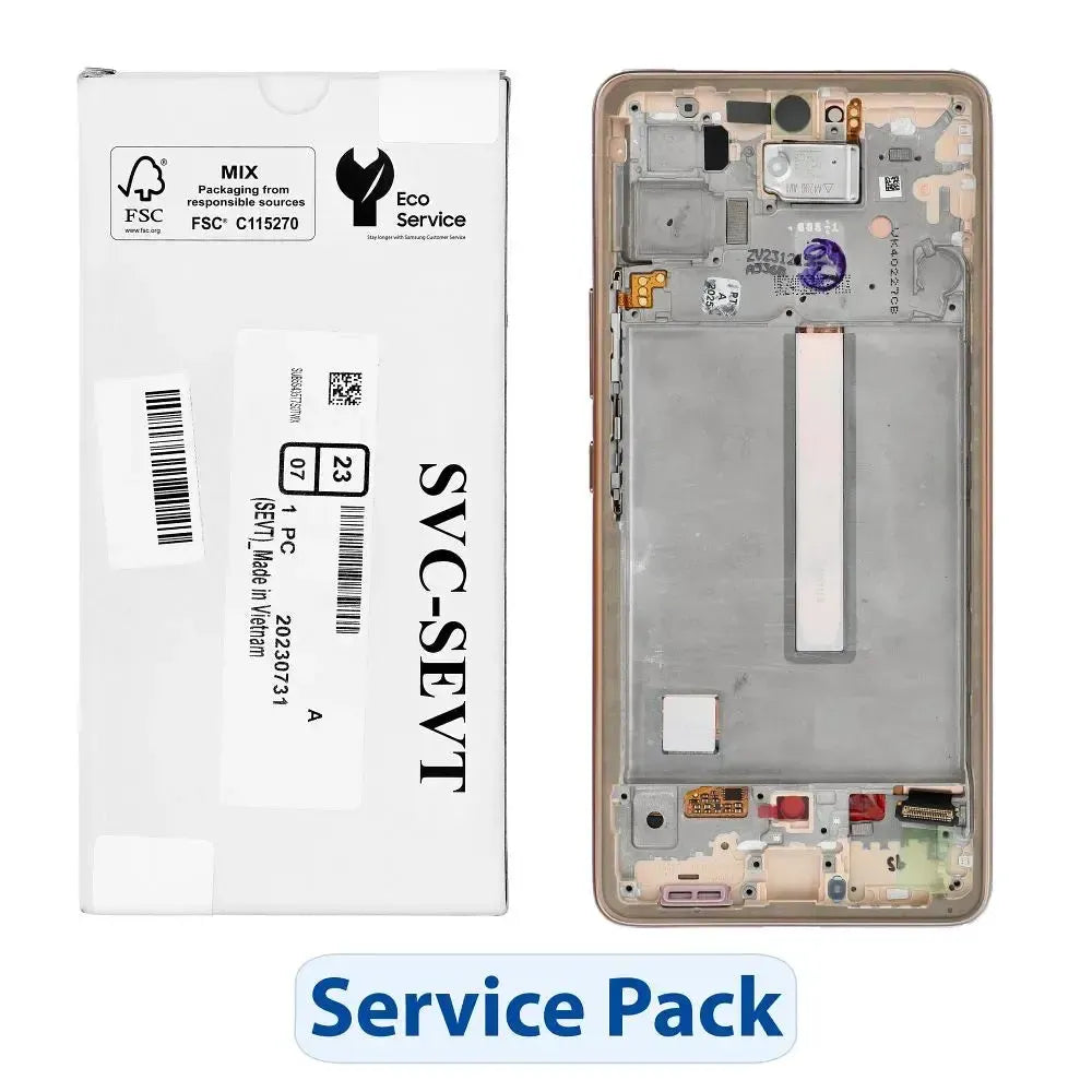 Samsung Galaxy A53 5G SM-A536 Display Screen Replacement Assembly with Frame Peach | Original Service Pack