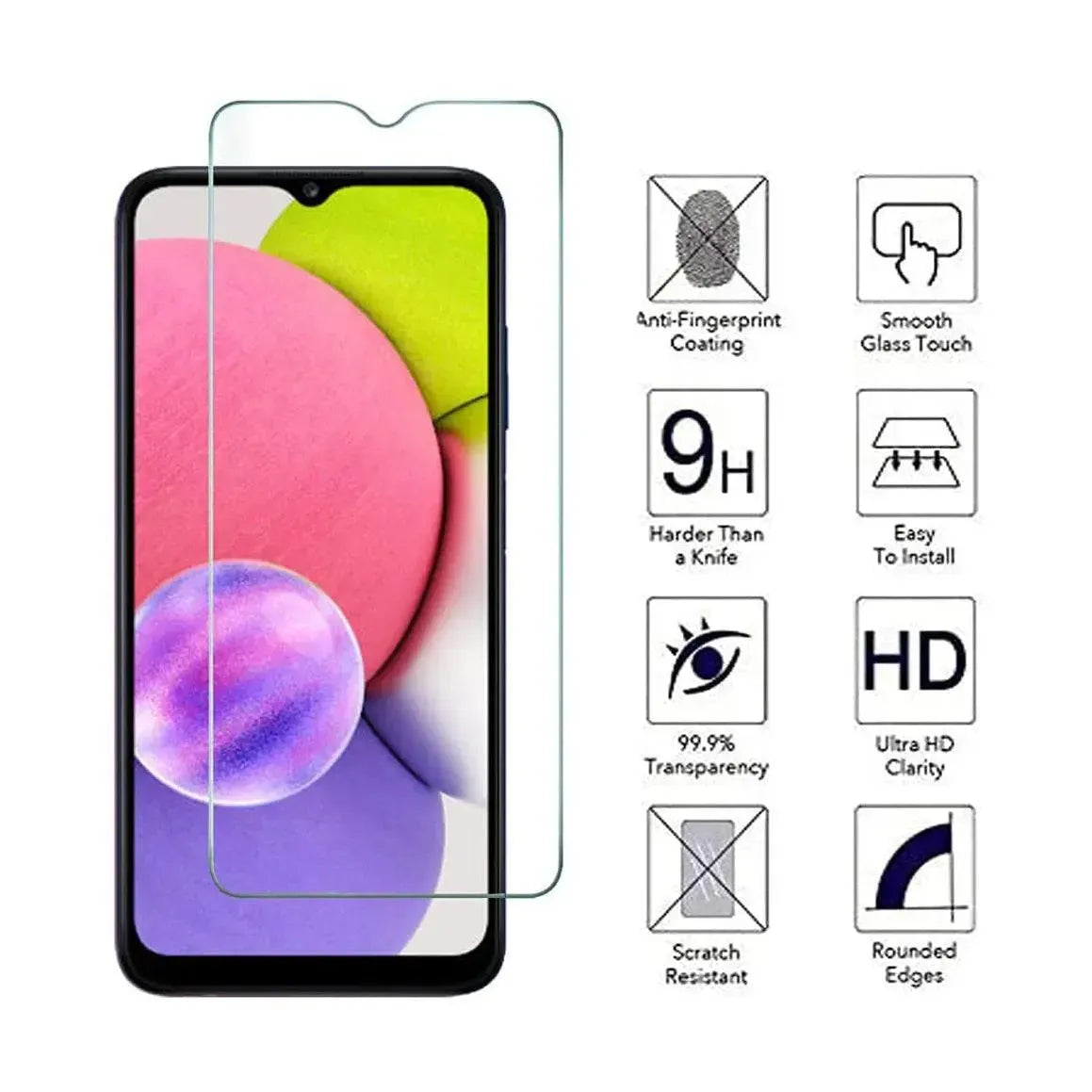 Screen Protector For Samsung Galaxy A03s Tempered Glass