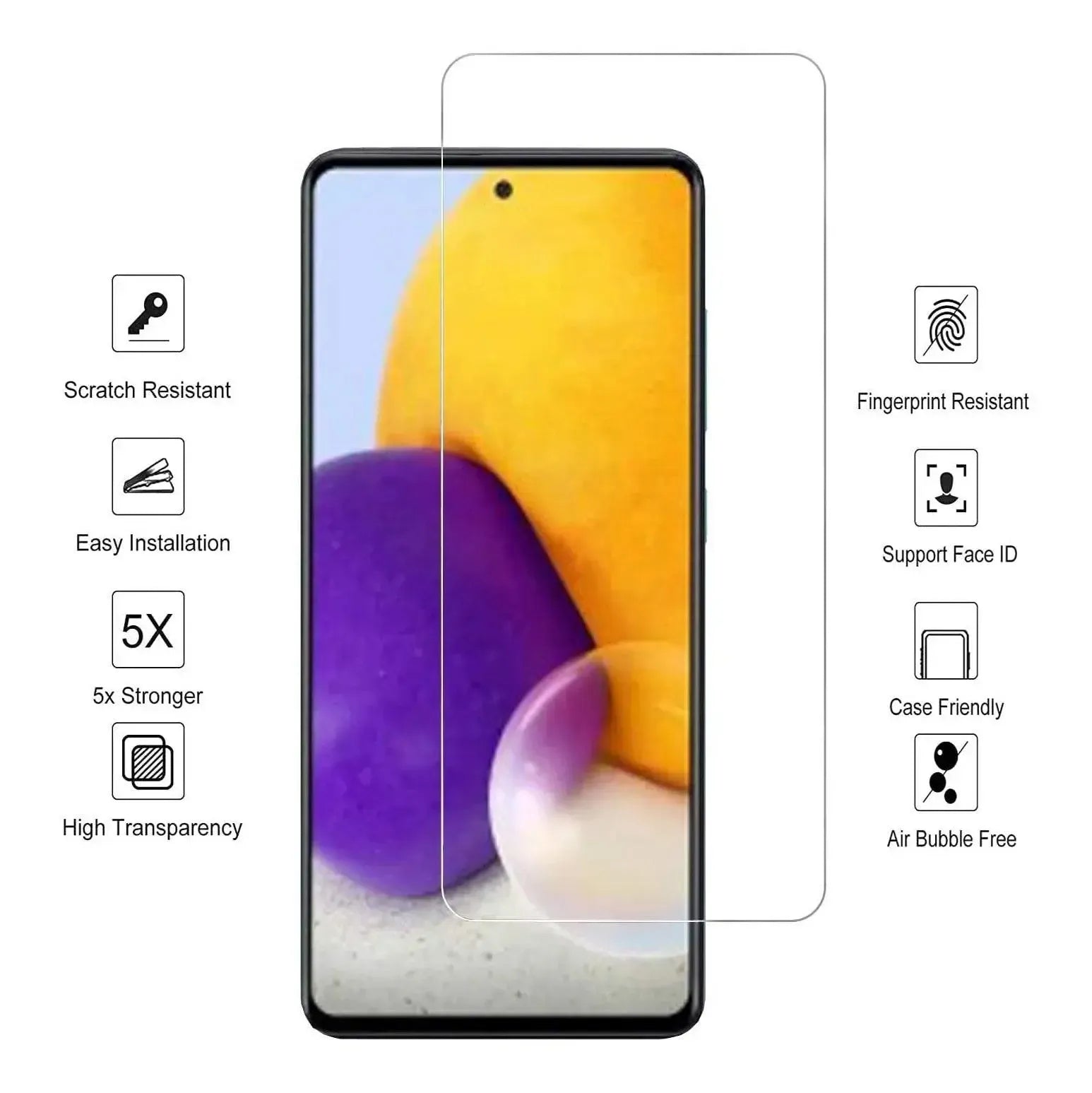 Screen Protector For Samsung Galaxy A72 Tempered Glass