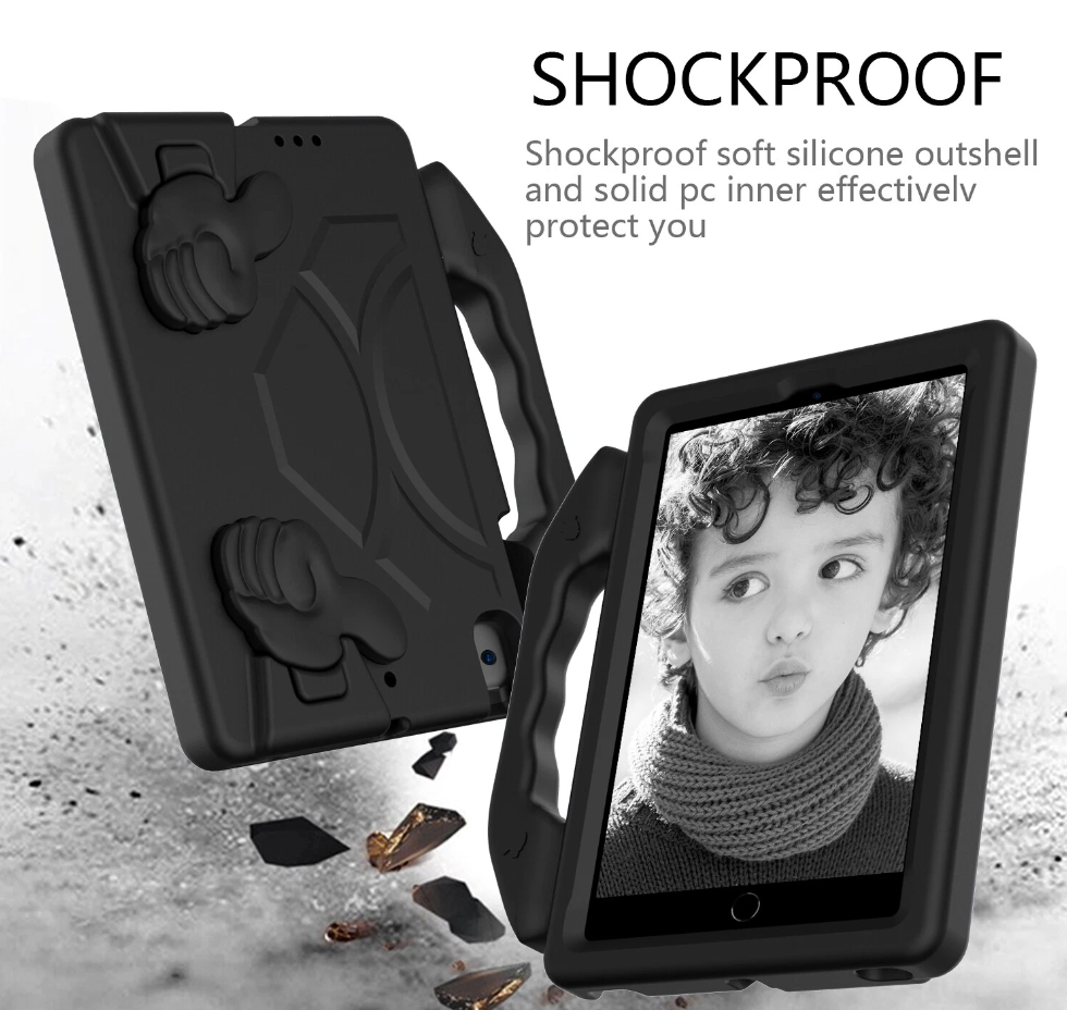 For Apple iPad Mini 4 / 5 Kids Friendly Case Shockproof Cover With Thumbs Up - Black