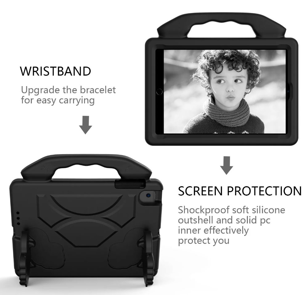 For Apple iPad Mini 4 / 5 Kids Friendly Case Shockproof Cover With Thumbs Up - Black