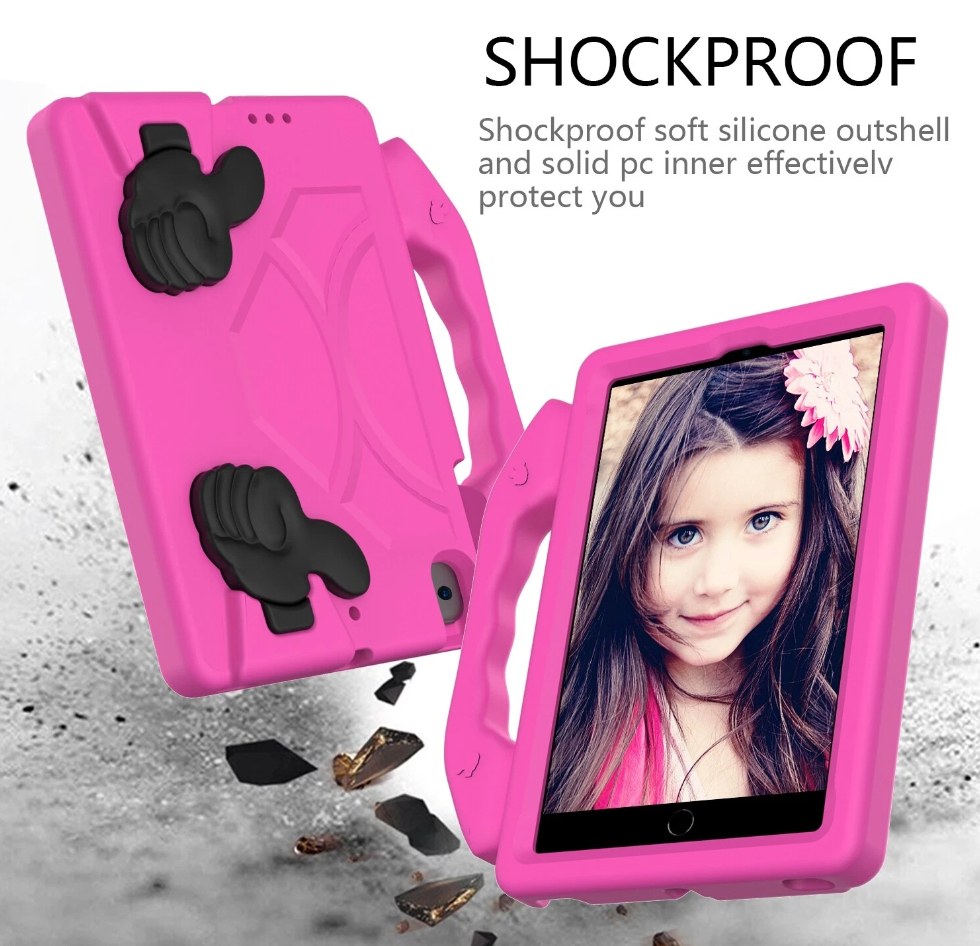 For Apple iPad Mini 4 / 5 Kids Friendly Case Shockproof Cover With Thumbs Up - Pink