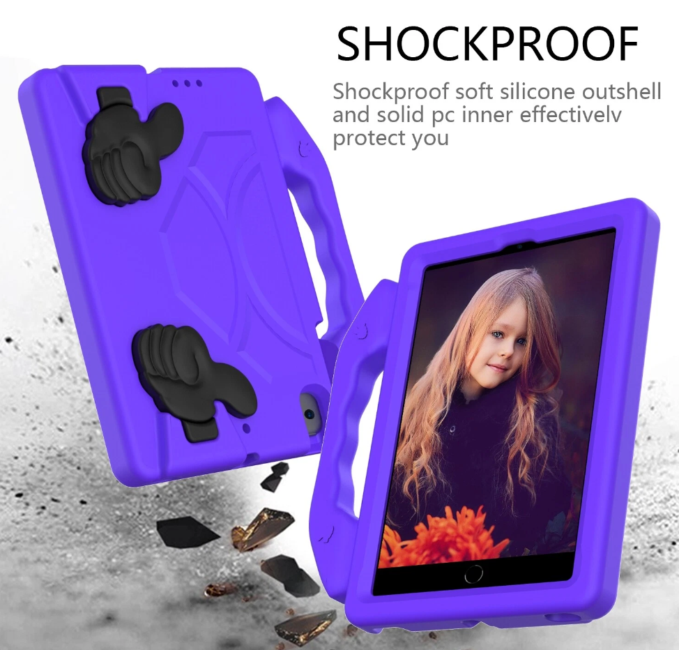 For Apple iPad Mini 4 / 5 Kids Friendly Case Shockproof Cover With Thumbs Up - Purple