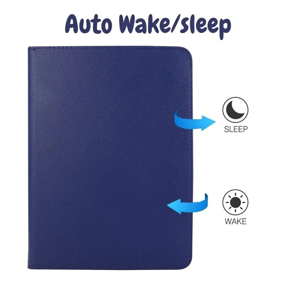 For Apple iPad 2025 11th Gen 360 Degree Rotating Stand Wallet Case Blue