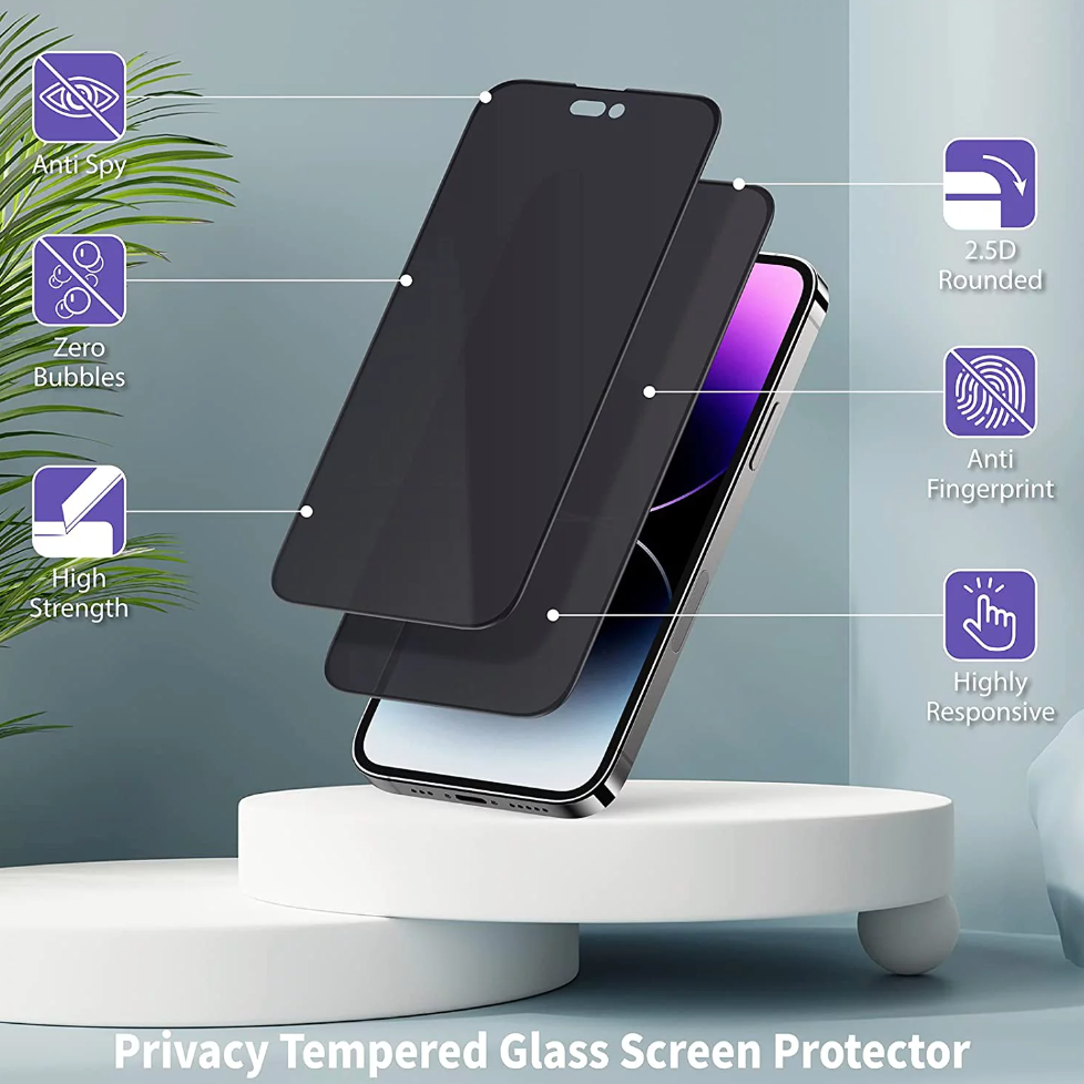 Privacy Anti Spy Screen Protector For Apple iPhone 15 Plus Tempered Glass-www.firsthelptech.ie