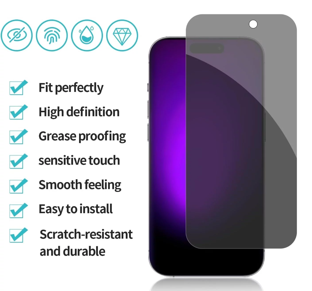 Privacy Anti Spy Screen Protector For Apple iPhone 16 Tempered Glass-www.firsthelptech.ie