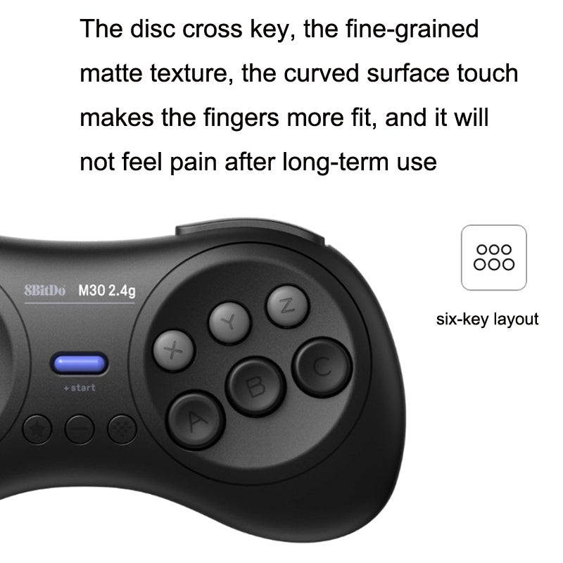 8Bitdo M30 2.4G Wireless Gamepad Controller for Sega Genesis Mini / Mega Mini-www.firsthelptech.ie