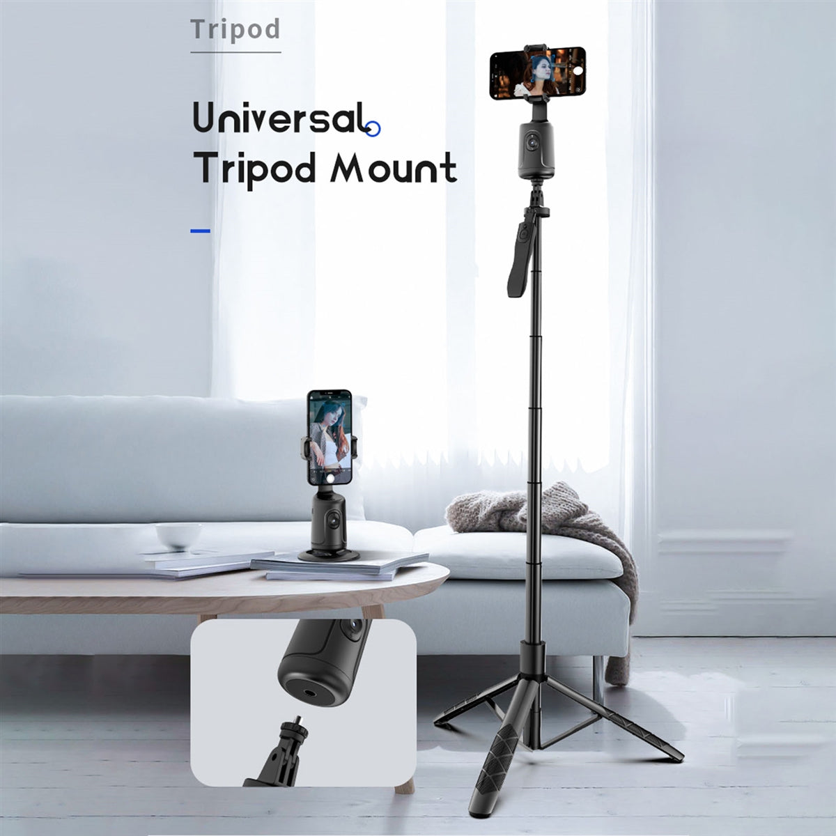 P01 Auto Face Ai Tracking Selfie Stick Tripod Gimbal Black-www.firsthelptech.ie