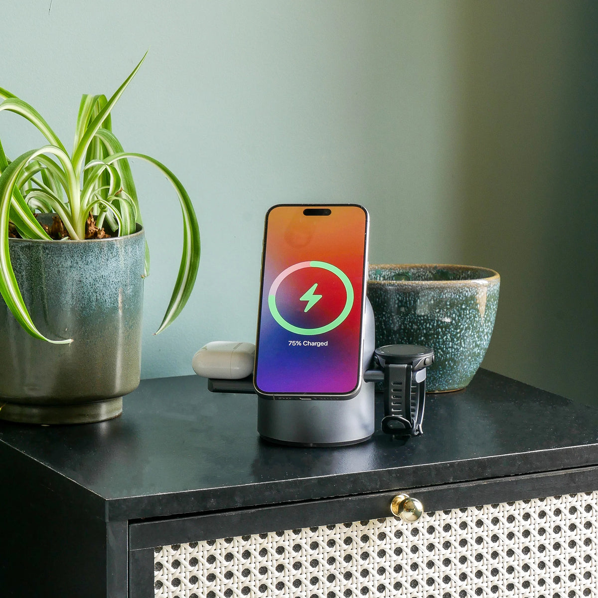 Twist 3 In 1 Wireless Charging Station Grey
