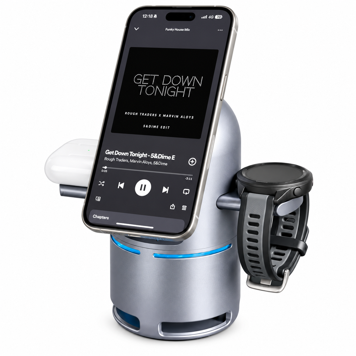 Twist & Play 3 In 1 Charging Station With Bluetooth Speaker
