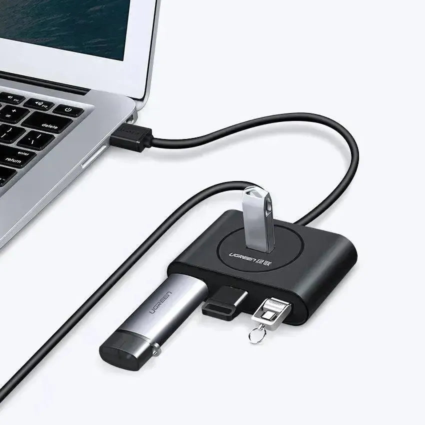 UGREEN 20291 4 in 1 USB 3.0 Hub (1m) Black