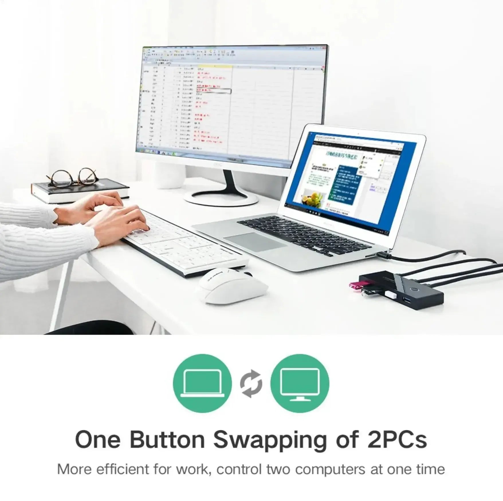 UGREEN 30768 2 In 4 Out USB 3.0 5G bps Plug and Play Sharing Switch Box