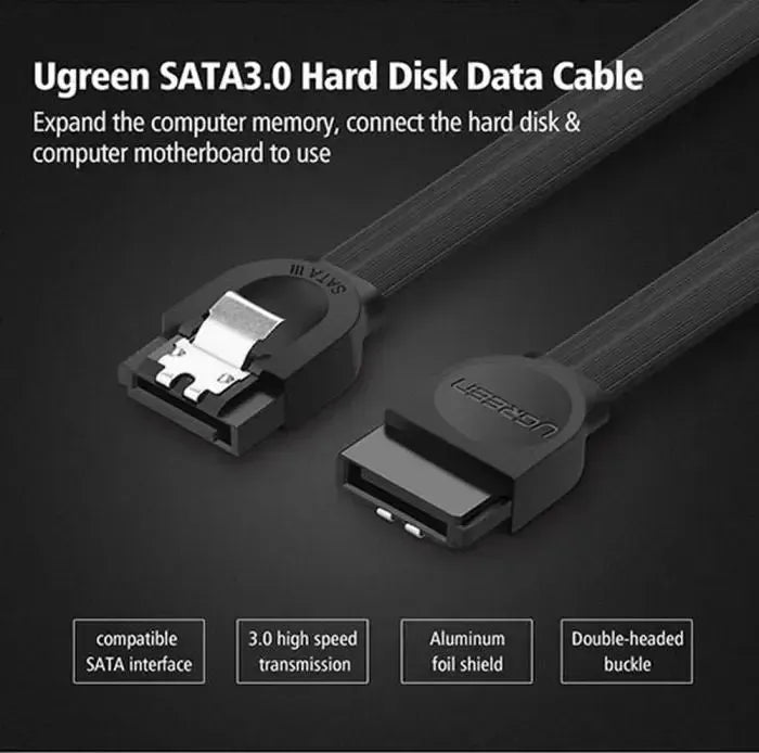 UGREEN 30796 SATA 3 Data Cable 0.5m Black