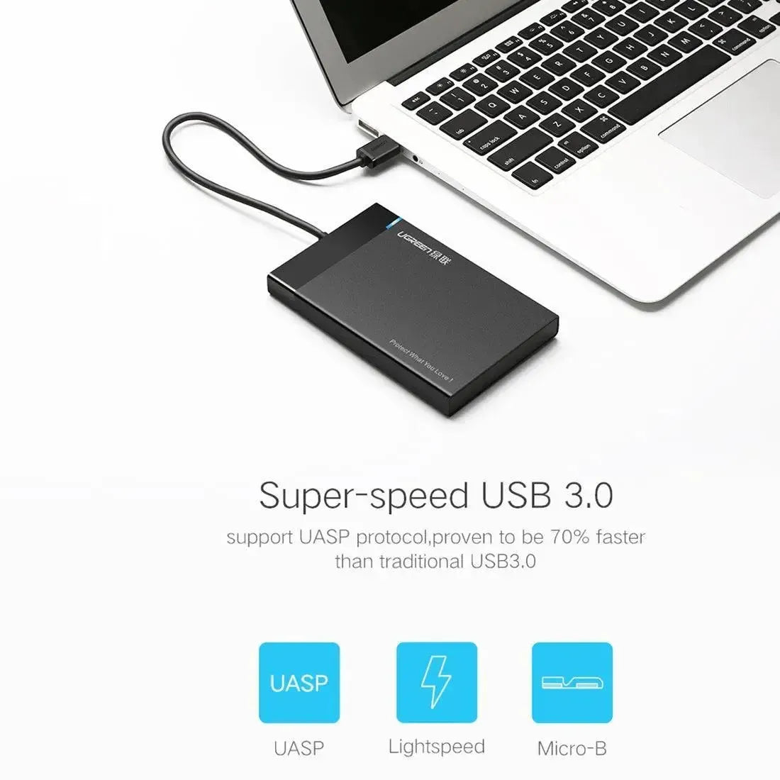 UGREEN US221 HDD Enclosure 2.5 Inch SATA To USB 3.0 SSD Adapter Hard Disk Drive Box External HDD Case Support UASP Protocol