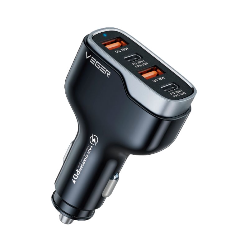 Veger CC53-2A2C2 USB-A / 2 Type-C PD QC 3A 66W Car Charger Black