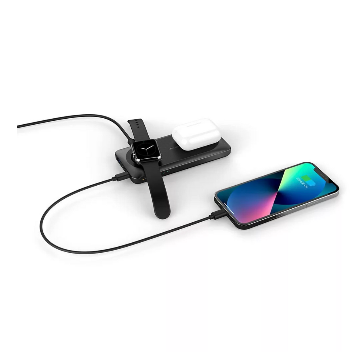 Veger MagMulti W1156 PD QC3.0 3A 22,5W 10000mAh Power Bank With Wireless Charging Black