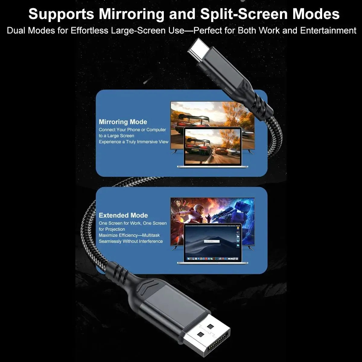 WG226 Type-C To Display Port 2.1 Adapter Cable With 16K Ultra HD Support