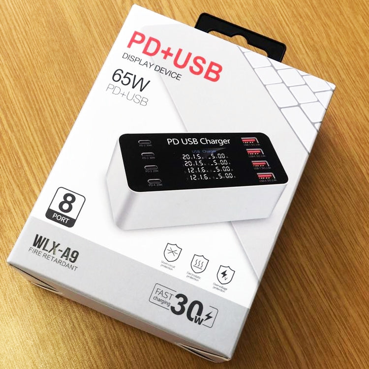 WLX-A9 8Port 65W PD+USB Smart LCD Display Device-www.firsthelptech.ie