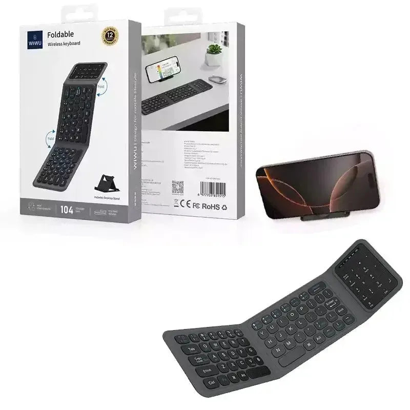 WiWU FMK-05 Foldable 104 Days Wireless Keyboard with Desktop Stand Grey