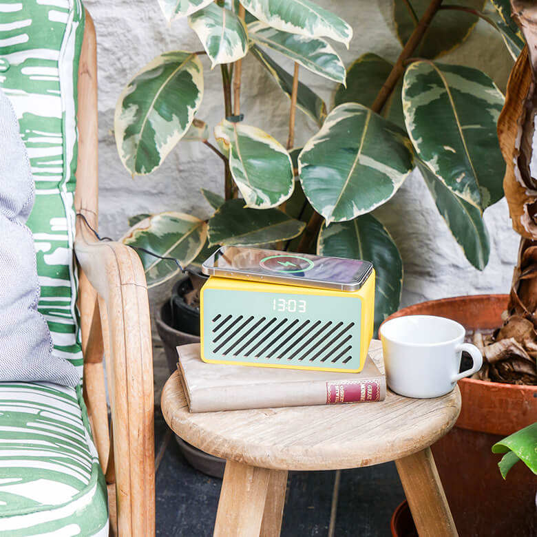 Rise Mix Wireless Phone Charger Bluetooth Speaker & Alarm Clock - Yellow Green