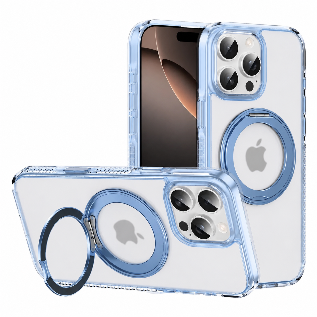 For Apple iPhone 16 Pro Max iShield Magsafe Rotating Stand Case Blue