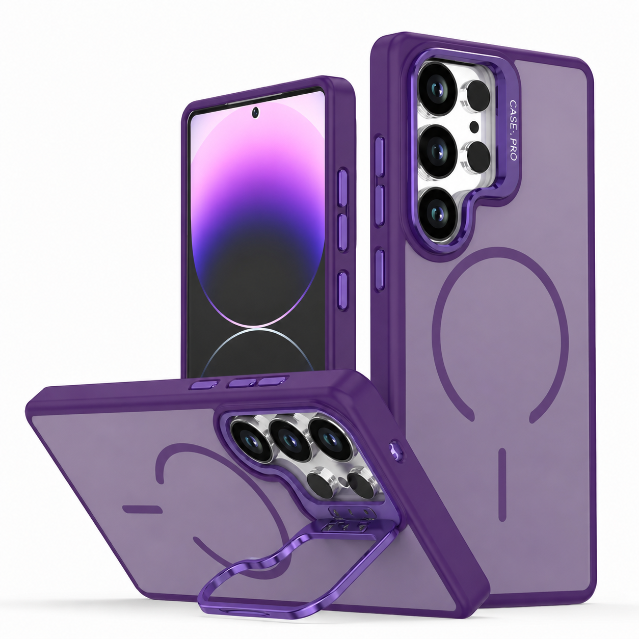 For Samsung Galaxy S25 Ultra Skin-Feel Camera Holder Magsafe Case Purple