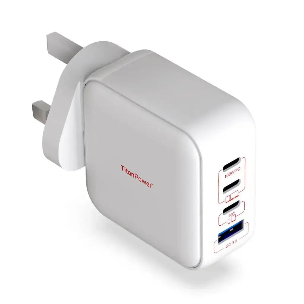 Suparo 100W GAN Triple USB-C & USB-A Charger - White