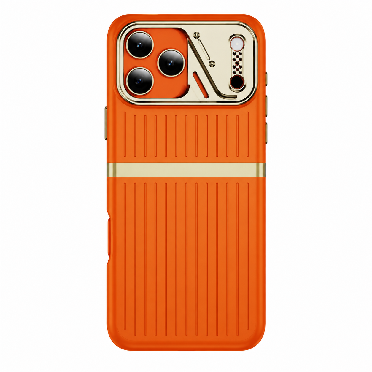 For Apple iPhone 18 Pro Ridge Band Stripe Hybrid Premium Case Orange