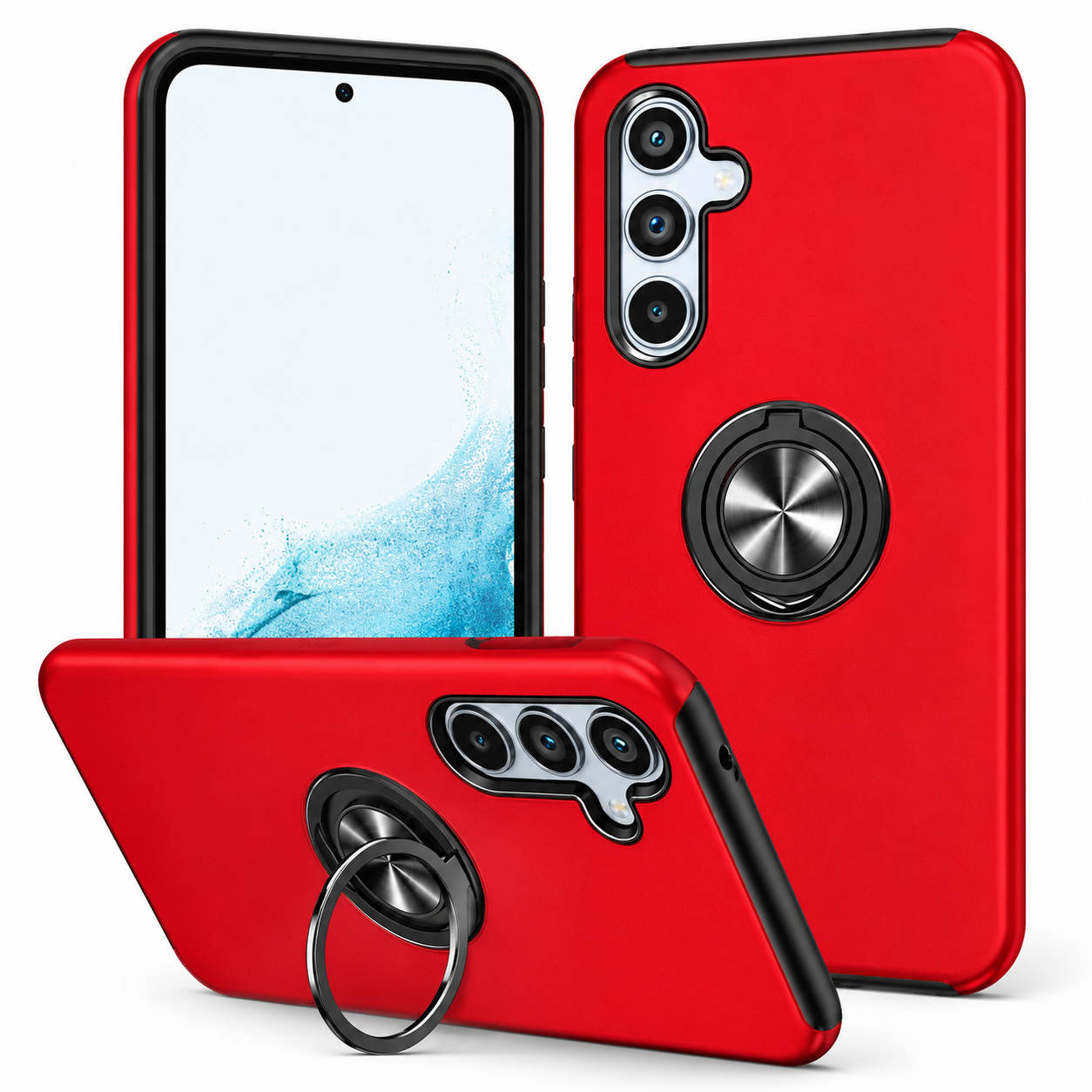 For Samsung Galaxy A57 Dual Layer Invisible Ring Case Red