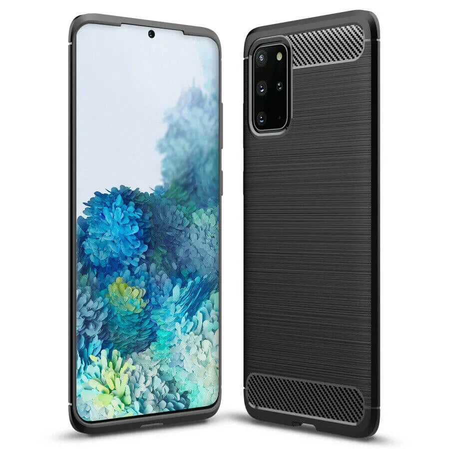 For Samsung Galaxy S20 Plus / S20 Plus 5G Carbon Fibre Design Case TPU Cover - Black