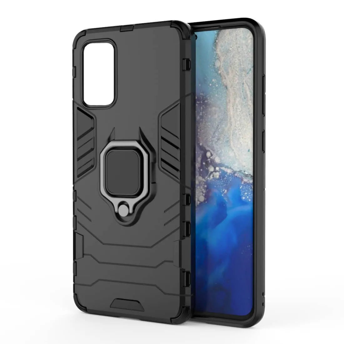 For Samsung Galaxy S20 Plus / S20 Plus 5G Armor Case Shockproof Cover Magnet Ring Holder - Black