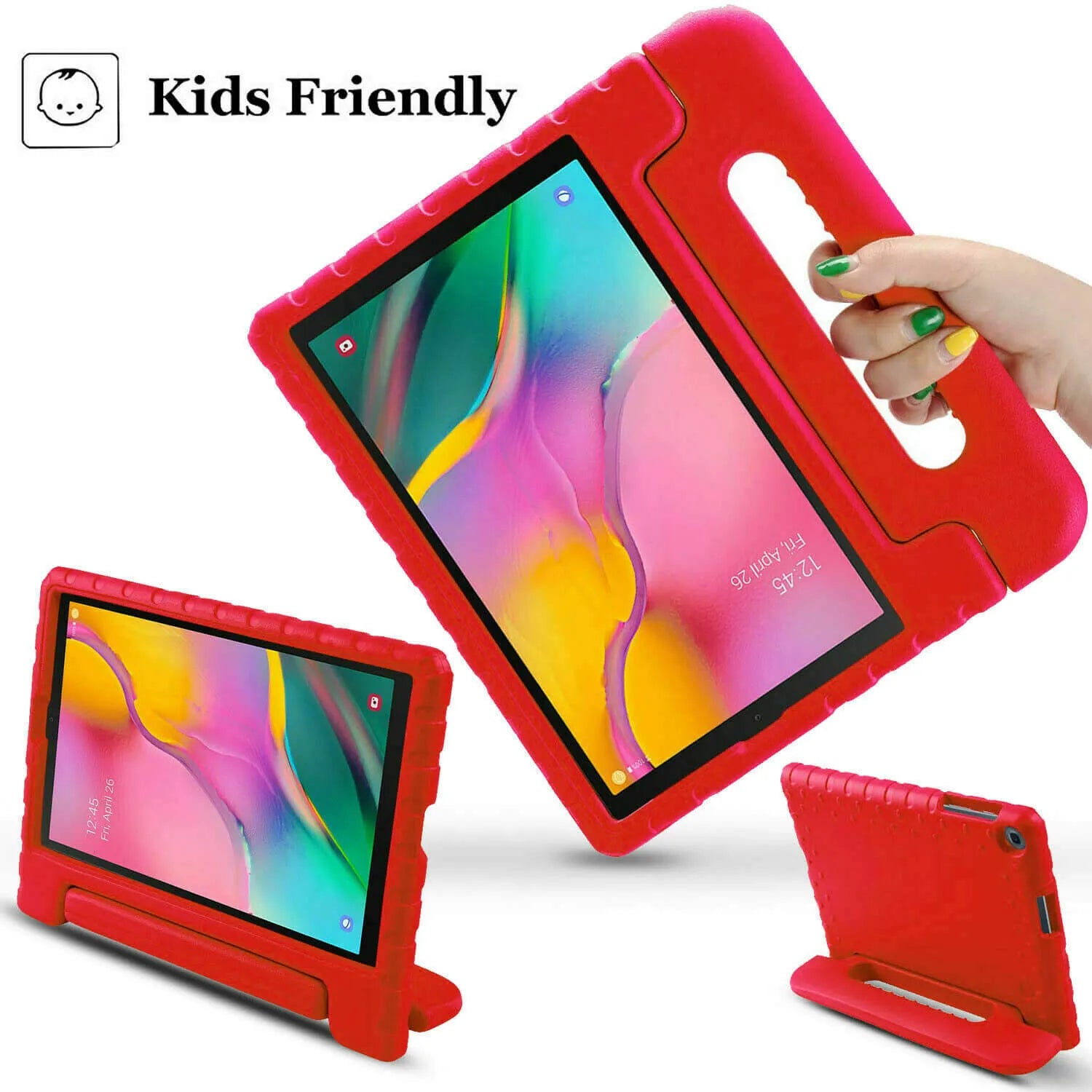 For Samsung Galaxy Tab A 10.1" 2019 Kids Case Shockproof Cover With Stand Red