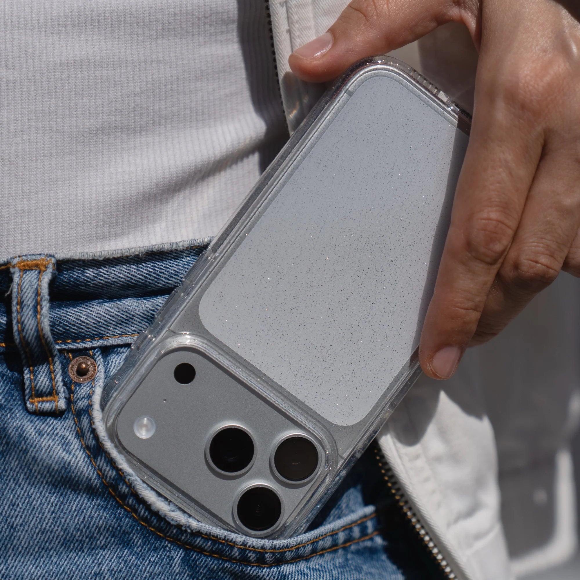 For Apple iPhone 17 Pro Terminator Axis Design Case Glitter Clear