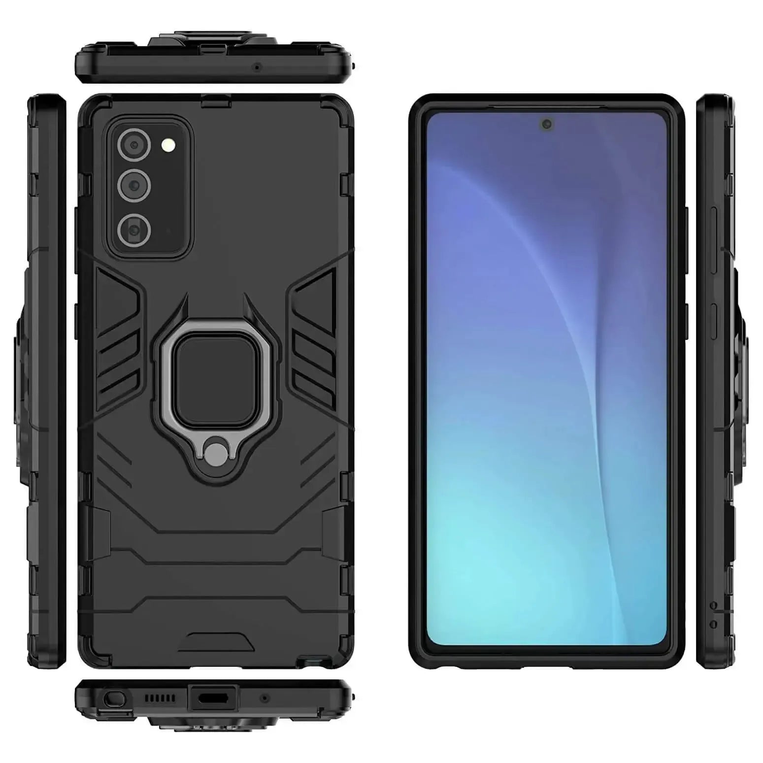 Hybrid Case For Samsung Galaxy Note 20 / Note 20 5G Cover Magnet Ring Holder - Black