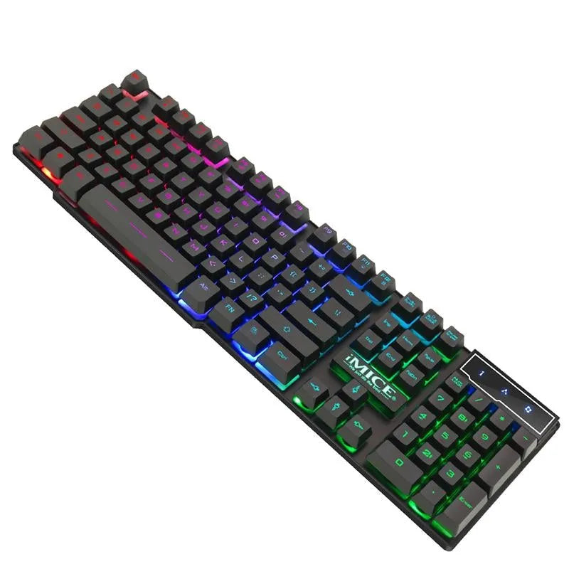 iMICE AK-600 3-Color Backlight Spalshproof Wired USB Gaming Keyboard Black