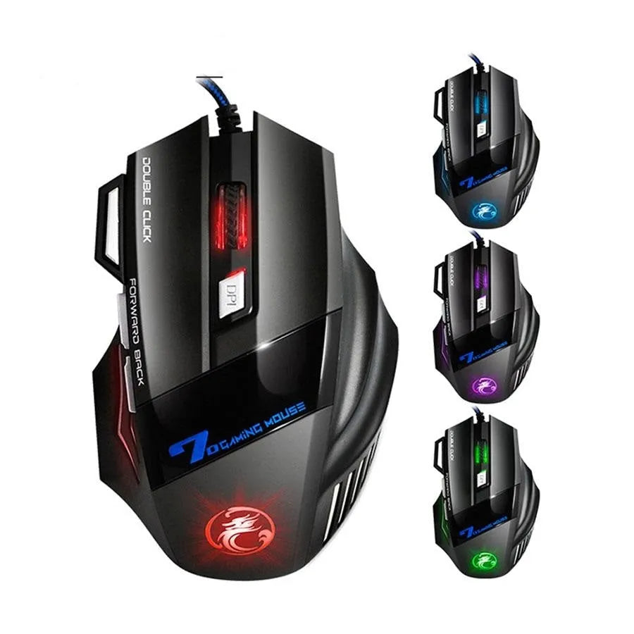 iMICE X7 3200DPI LED Optical 7 Buttons USB Wired Gaming Mouse Black