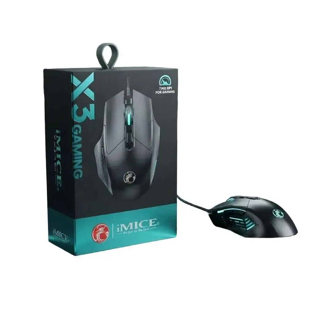 iMice X3 6 Button Wired 7200 DPI Gaming Mouse Black