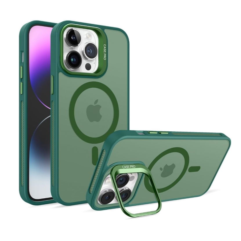 For Apple iPhone 16 Plus Skin-Feel Camera Holder Magsafe Case Green