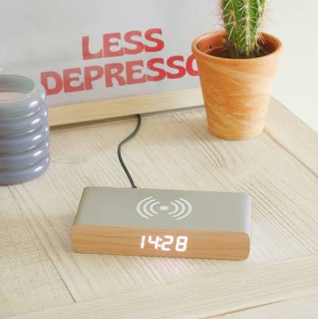 Rise Charge Wireless Phone Charger & Alarm Clock - Grey