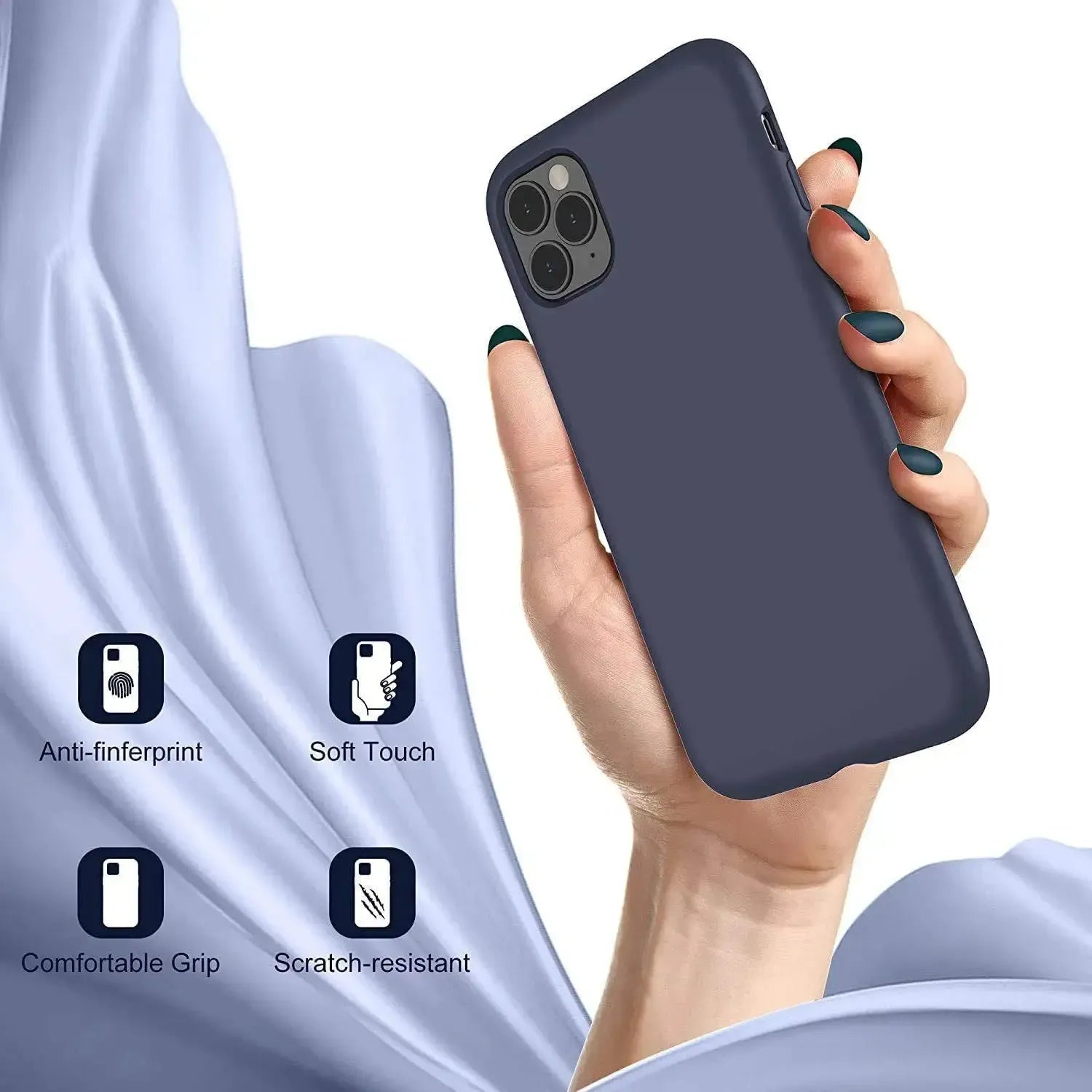 Liquid Silicone Case For Apple iPhone 11 Pro Luxury Thin Phone Cover Blue
