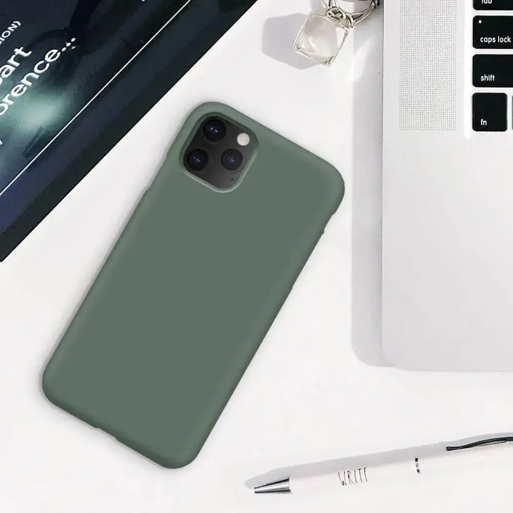 Liquid Silicone Case For Apple iPhone 11 Pro Max Luxury Thin Phone Cover Green