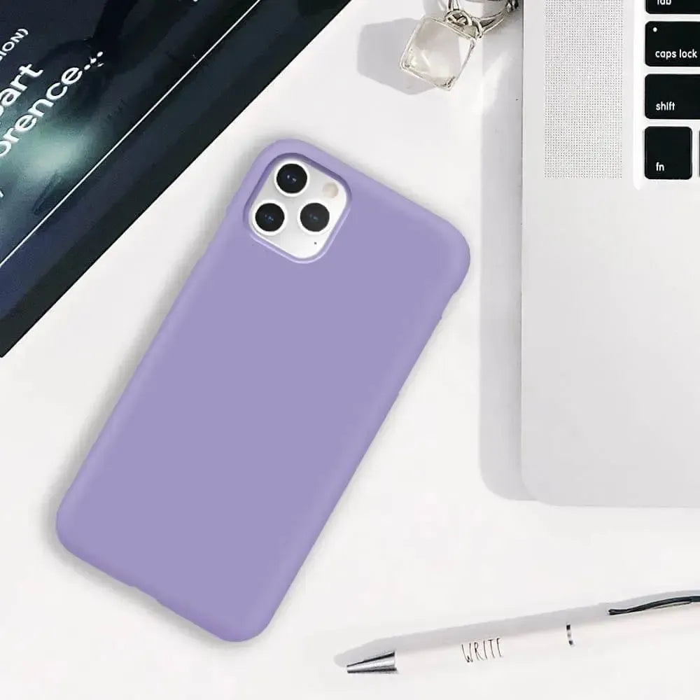 Liquid Silicone Case For Apple iPhone 11 Pro Max Luxury Thin Phone Cover Lilac Purple