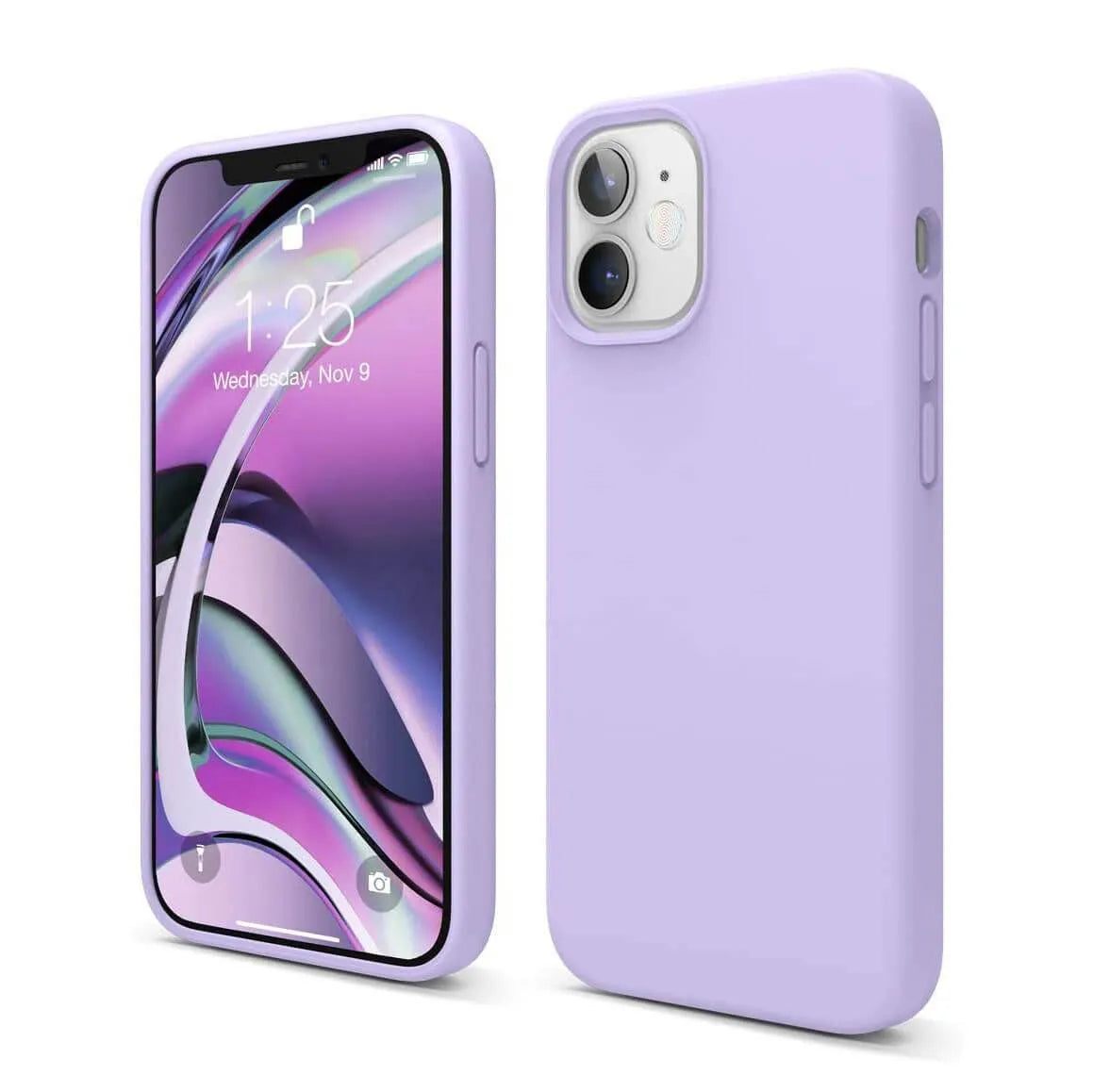 Liquid Silicone Case For Apple iPhone 12 Mini Luxury Thin Phone Cover Lilac Purple